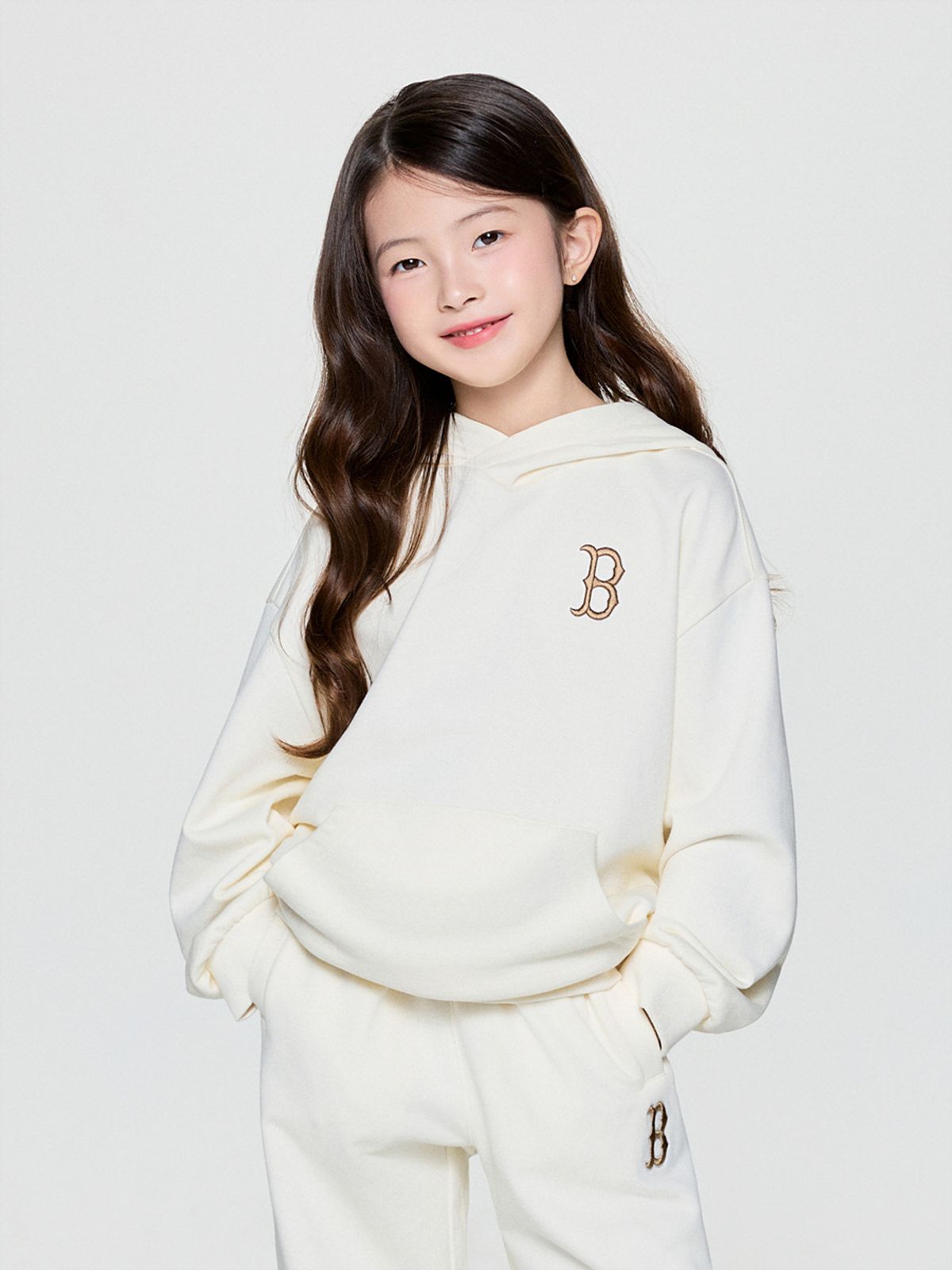엠엘비 키즈(MLB KIDS) 베이직 스몰로고 후드 BOS (Cream)