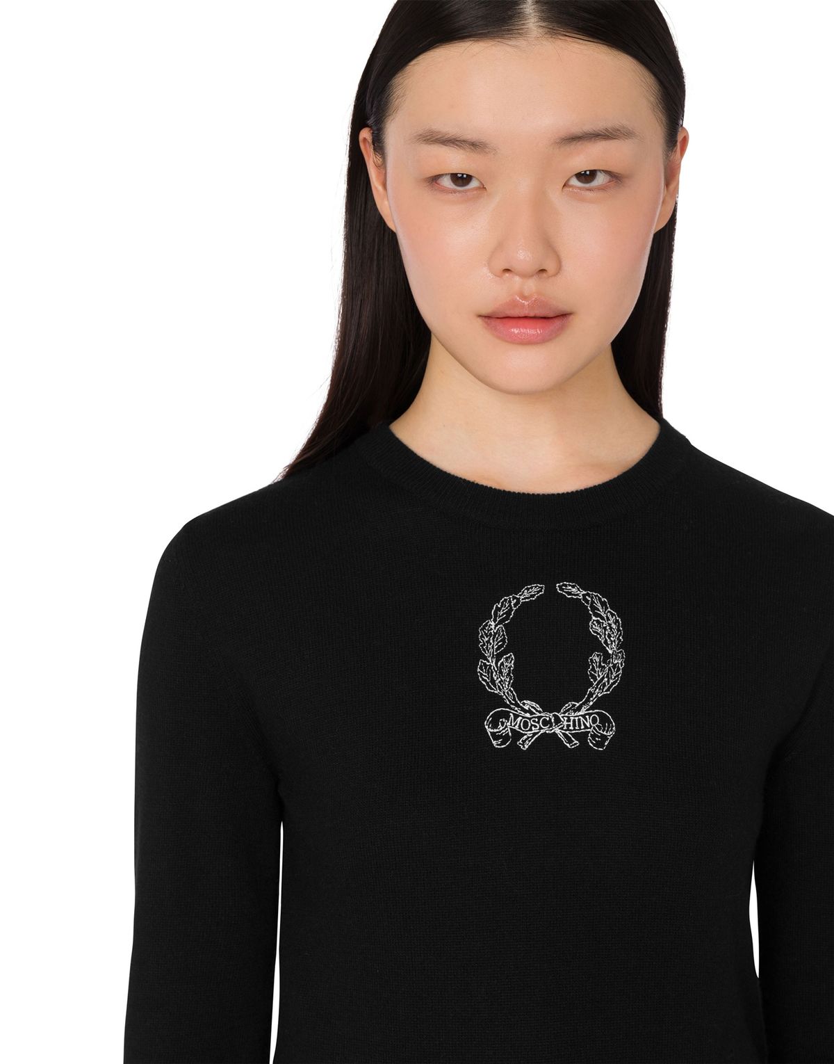 모스키노(MOSCHINO) 로렐 크라운 울 블렌드 니트 블랙