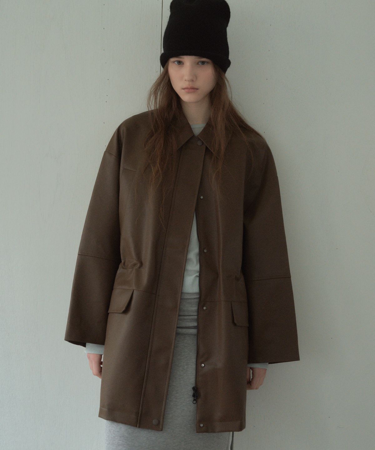 씨타(CITTA) Essential Leather Pocket Half Jacket_CTO141(Brown)