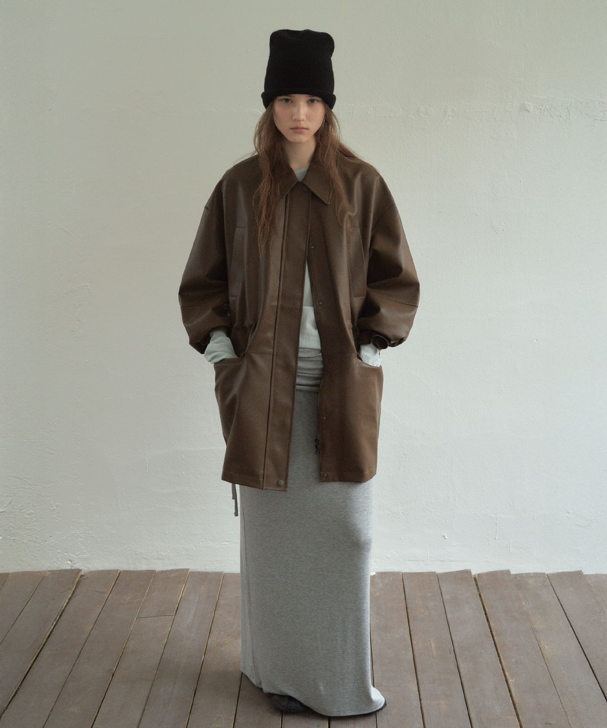 씨타(CITTA) Essential Leather Pocket Half Jacket_CTO141(Brown)