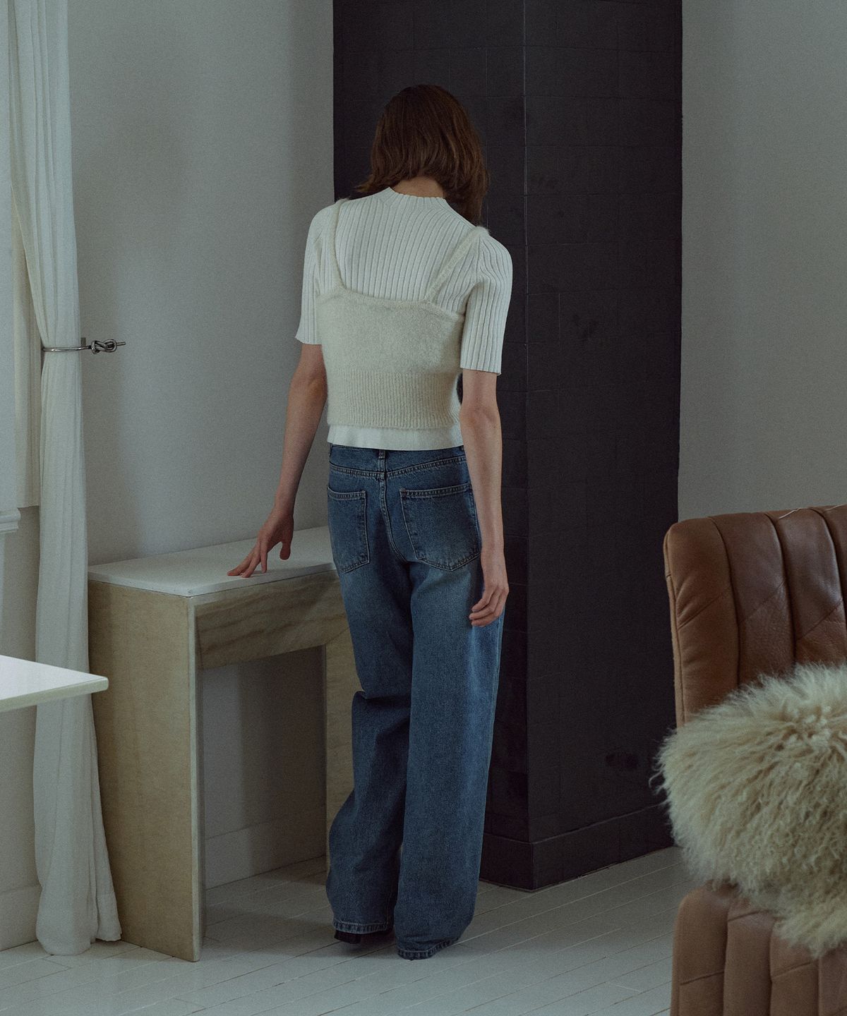 라메레이(LAMEREI) [기장선택]Classic Straight Denim Pants[LMBFAU22DN102]-Indigo Blue