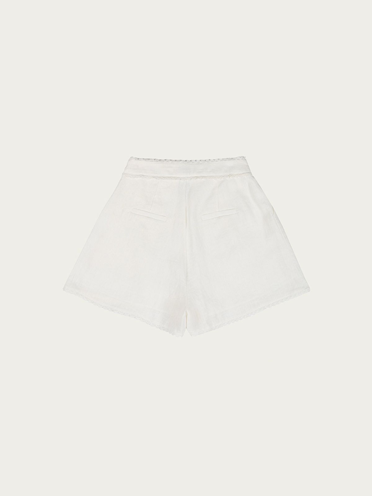 사사에오르빗(SASAEORBIT) Linen Lace Shorts White