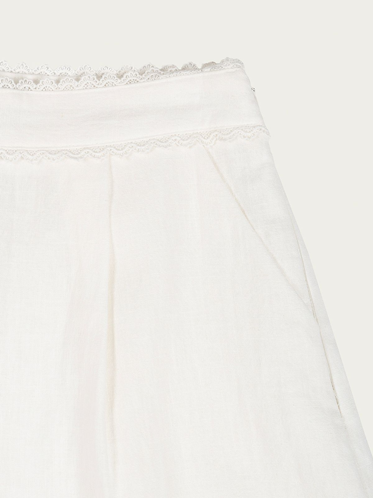 사사에오르빗(SASAEORBIT) Linen Lace Shorts White