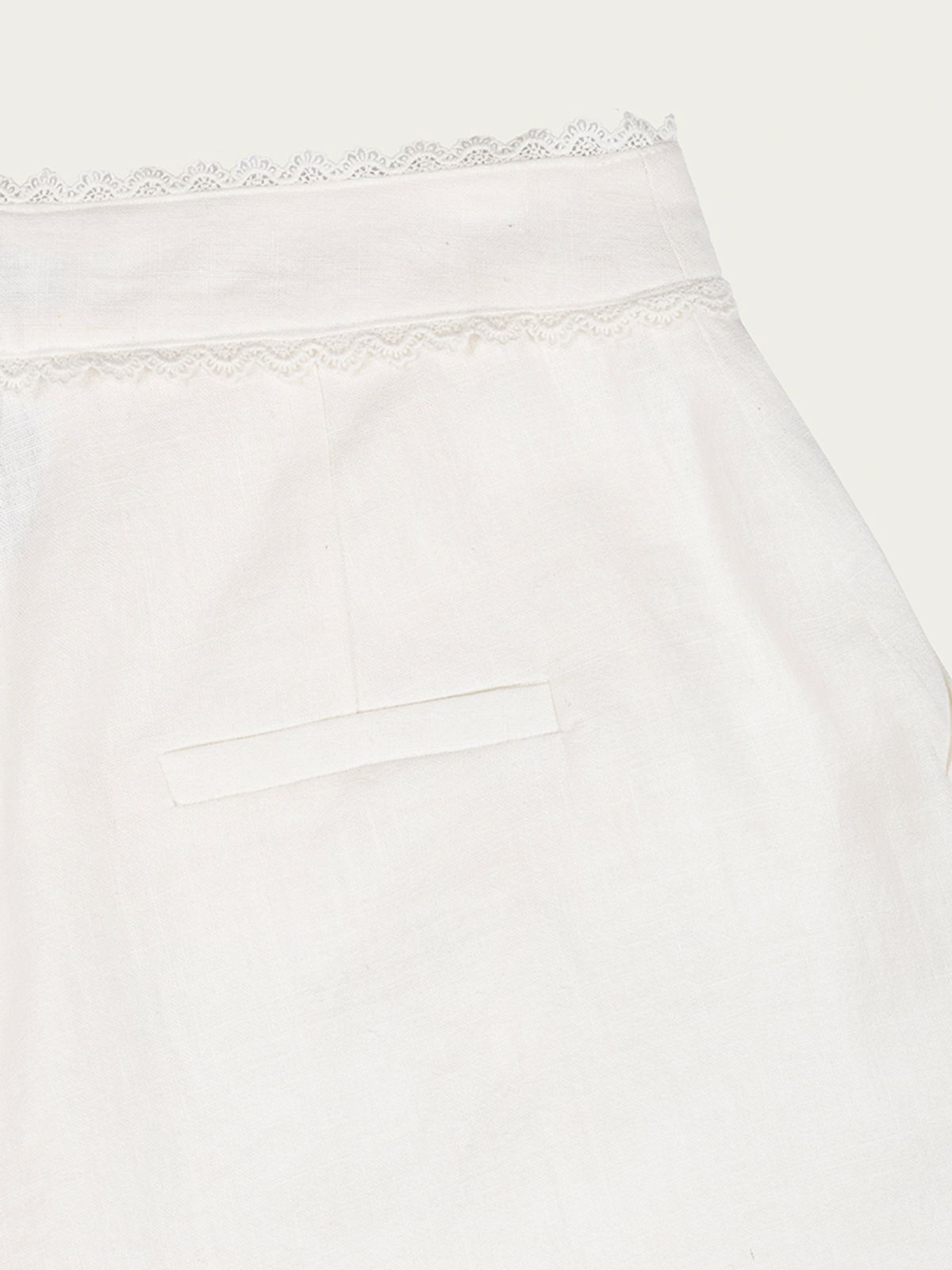 사사에오르빗(SASAEORBIT) Linen Lace Shorts White