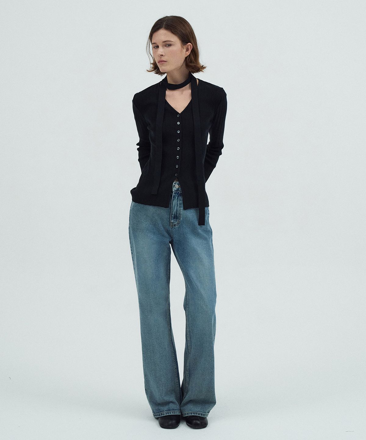 라메레이(LAMEREI) [기장선택]Semi Boot-cut Denim Pants[LMBFAU24DN4123-1]-Vintage Blue