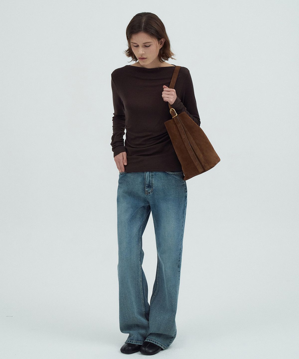 라메레이(LAMEREI) [기장선택]Semi Boot-cut Denim Pants[LMBFAU24DN4123-1]-Vintage Blue