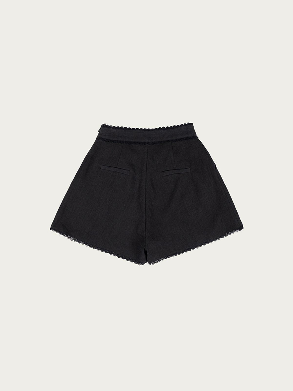 사사에오르빗(SASAEORBIT) Linen Lace Shorts Black