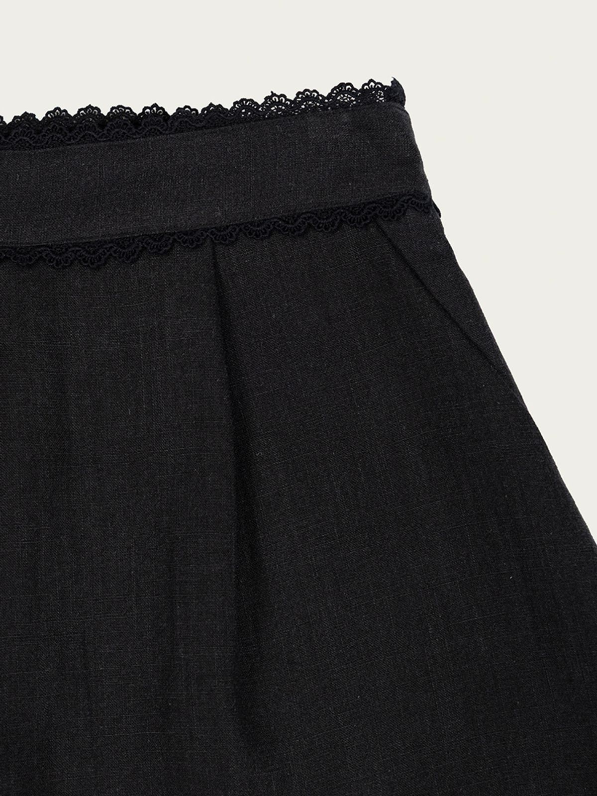 사사에오르빗(SASAEORBIT) Linen Lace Shorts Black