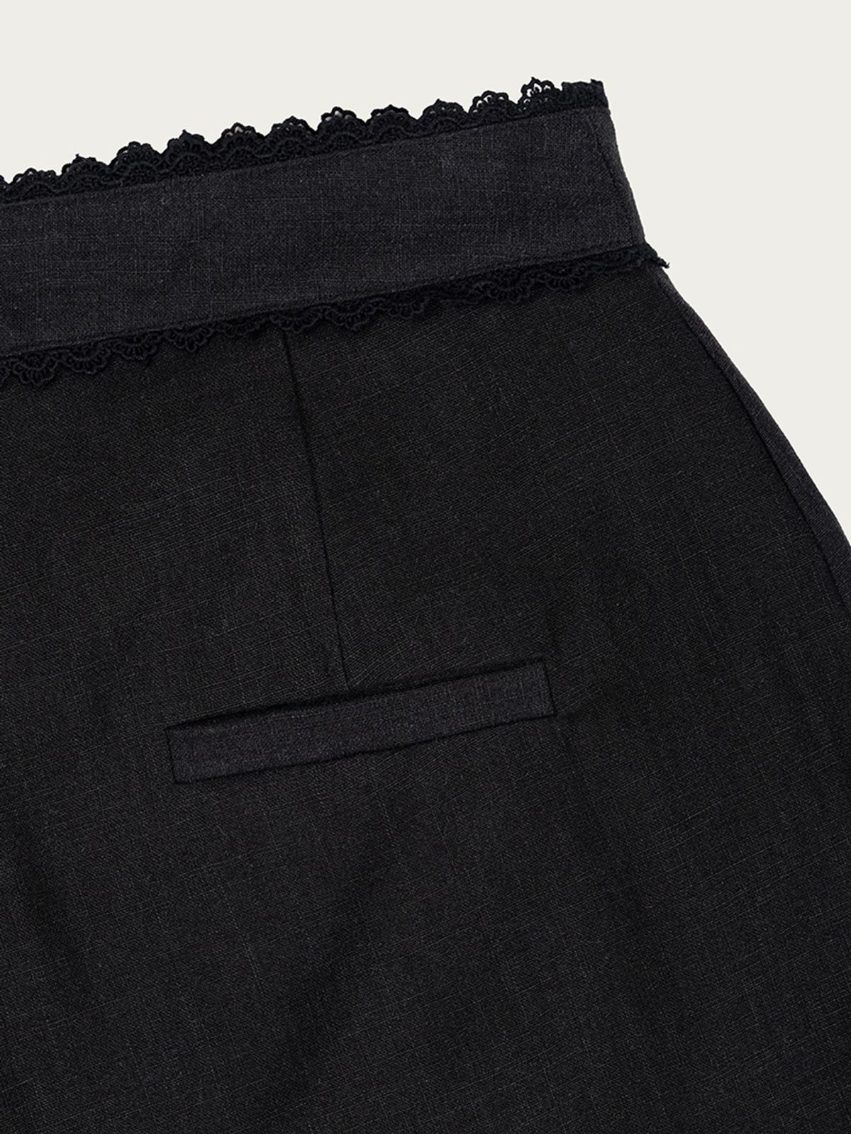 사사에오르빗(SASAEORBIT) Linen Lace Shorts Black