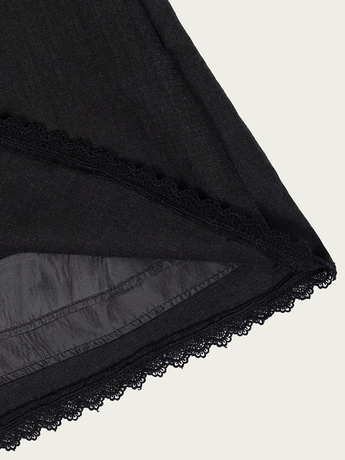 사사에오르빗(SASAEORBIT) Linen Lace Shorts Black