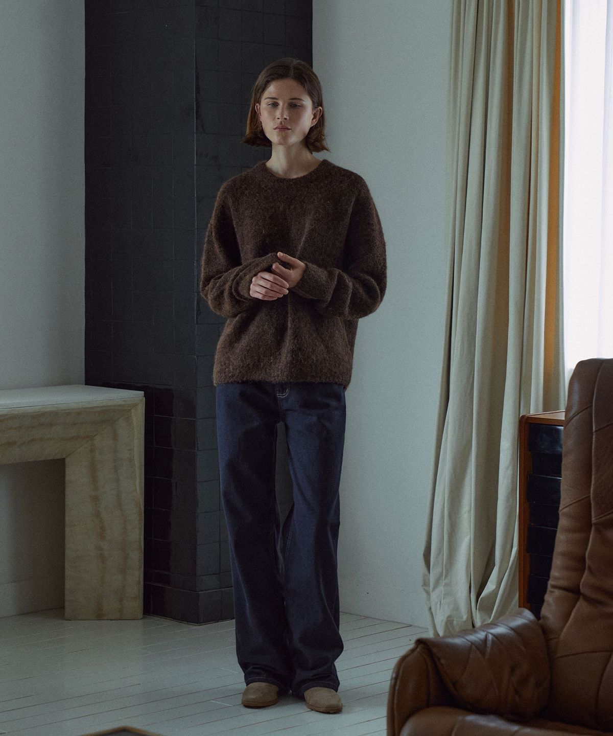 라메레이(LAMEREI) [기장선택]Nonfade Classic Straight Denim Pants[LMBFAU25DN015]-Midnight blue
