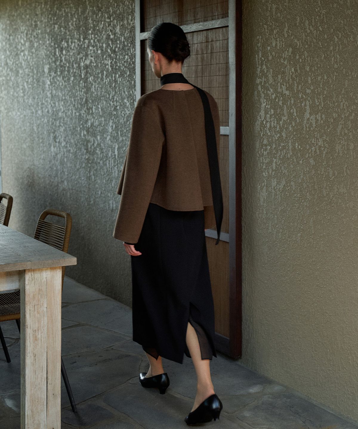 라메레이(LAMEREI) Curve Detail Short Handmade Jacket[LMBEWI23CT701]-Brown Melange