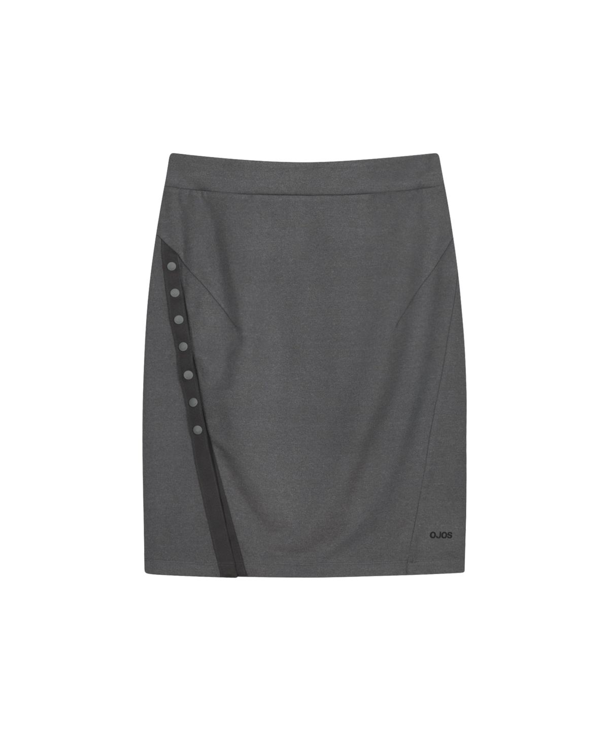 오호스(OJOS) Button Slit Midi Skirt / Charcoal
