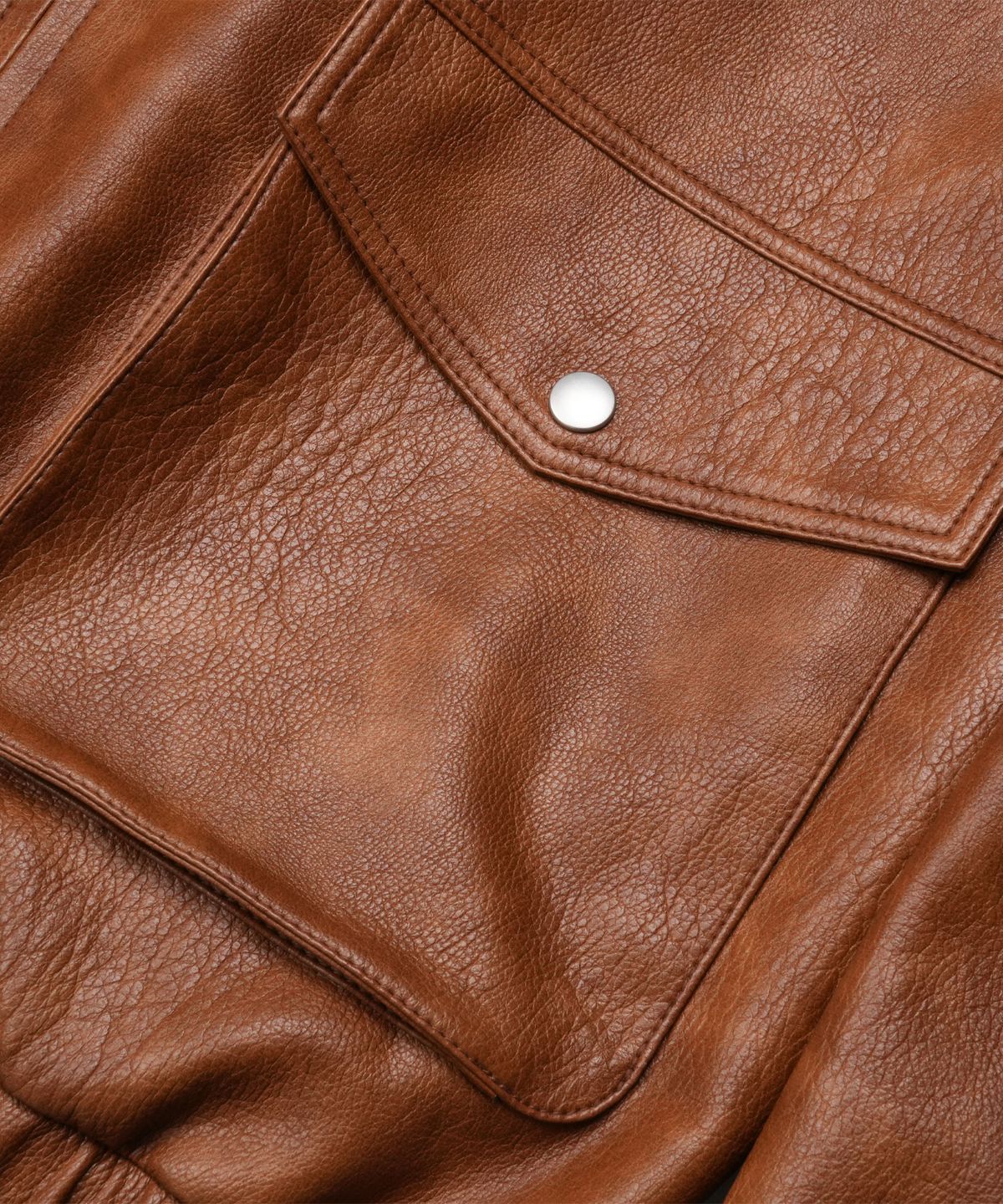 도프셉(DOFFSEPT) Overfit Two Pocket Leather Blouson in Brown