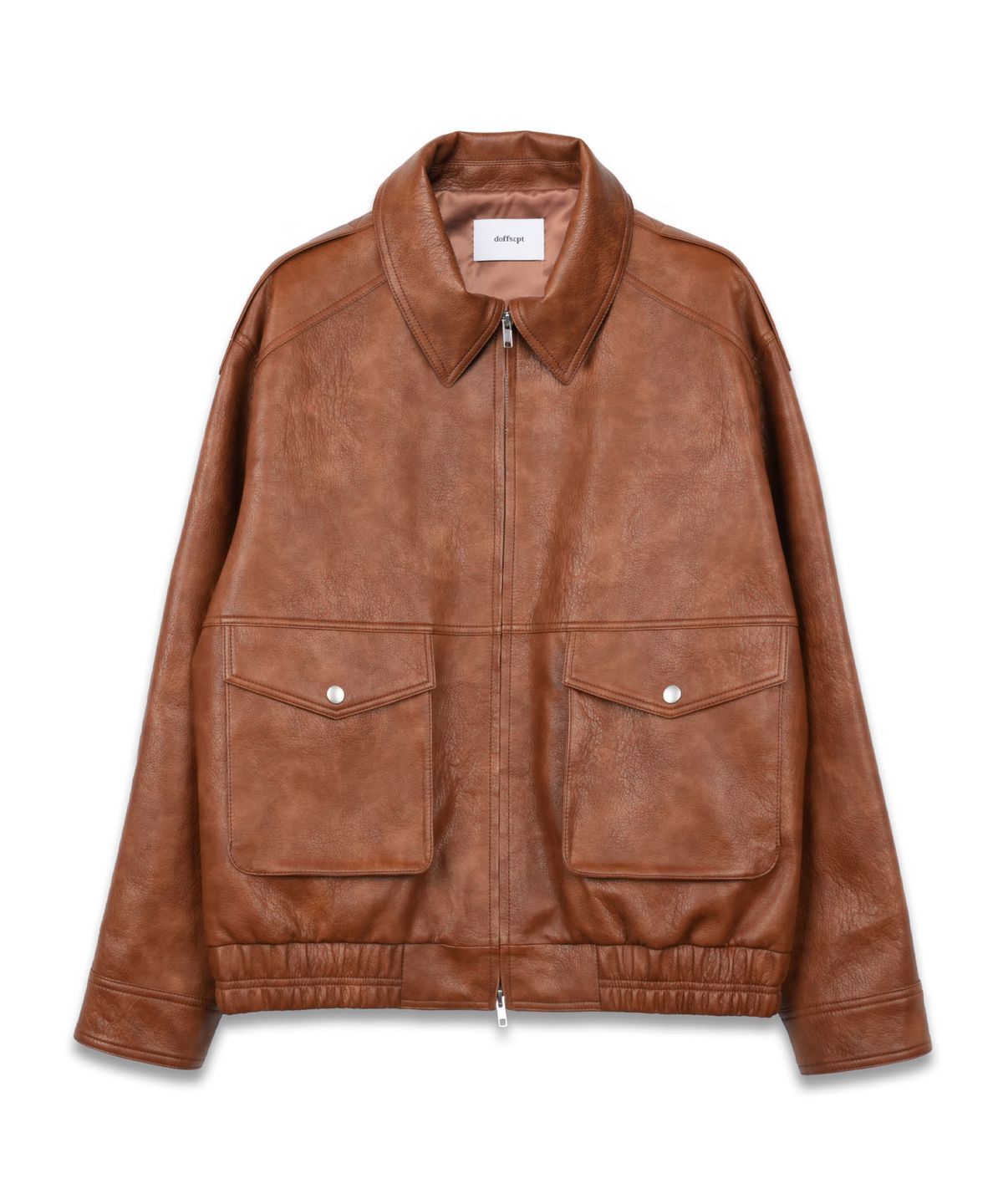도프셉(DOFFSEPT) Overfit Two Pocket Leather Blouson in Brown