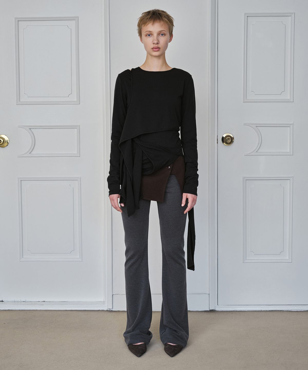 시메트릭 퍼센트(SYMMETRICPERCENT) Knotted Layered Long Sleeve / Black