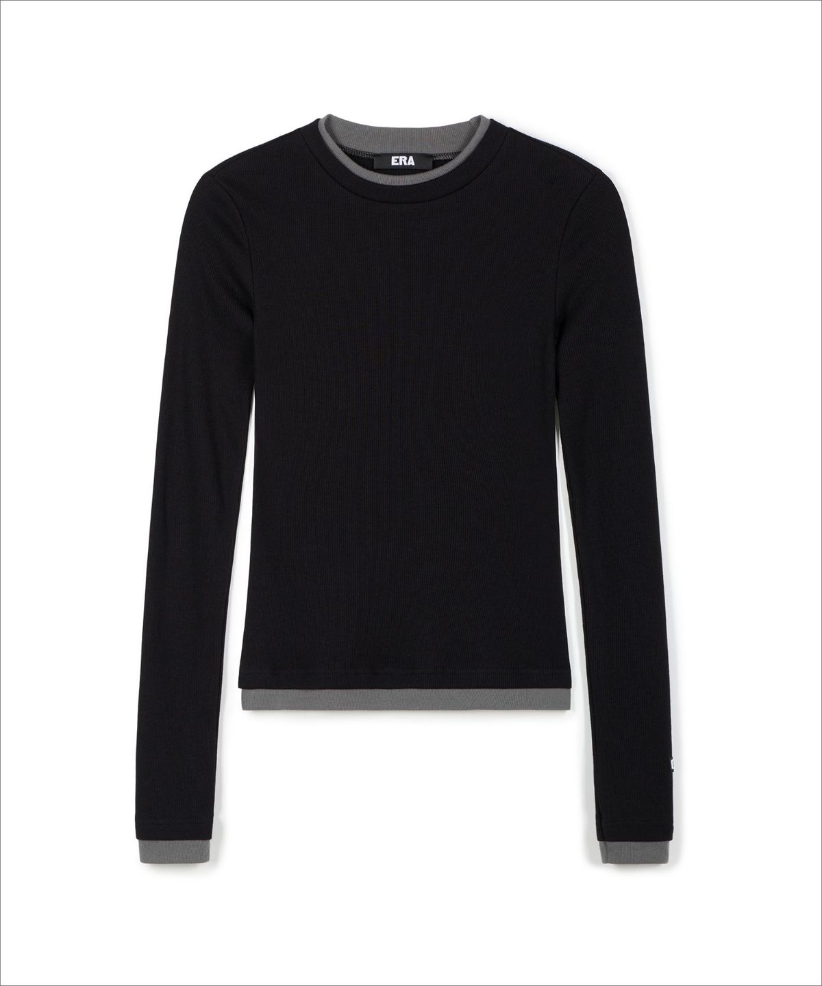 이알에이(ERA) WOMEN COLOR LAYERED SLIM RIB T - SMOKY BLACK
