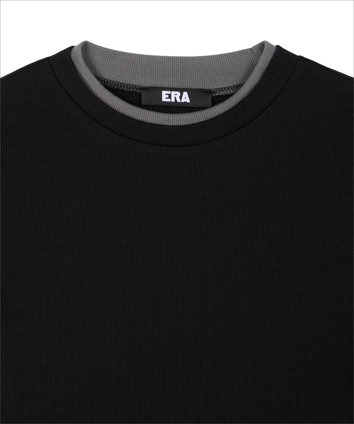 이알에이(ERA) WOMEN COLOR LAYERED SLIM RIB T - SMOKY BLACK