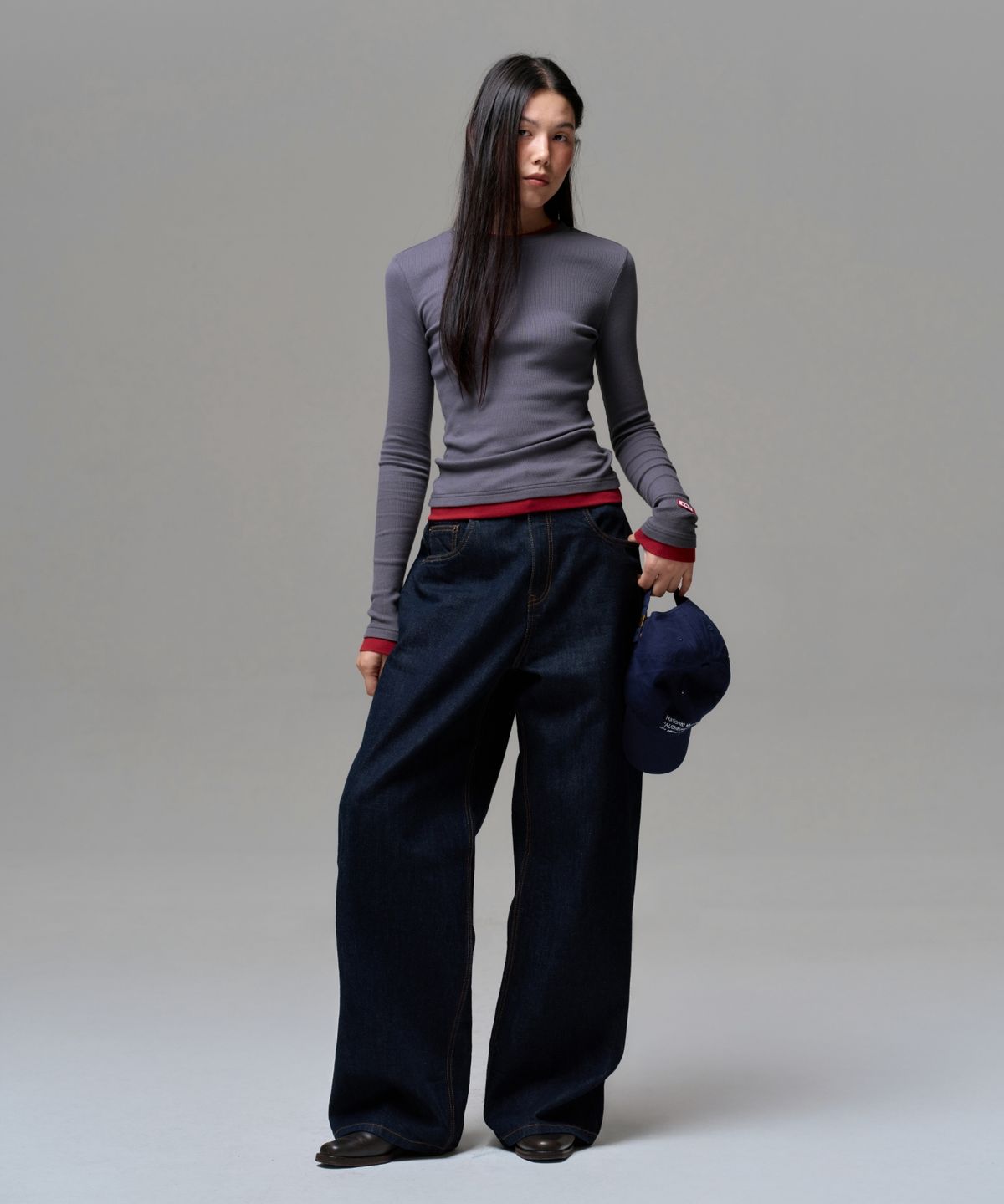 이알에이(ERA) WOMEN COLOR LAYERED SLIM RIB T - ASH BERRY