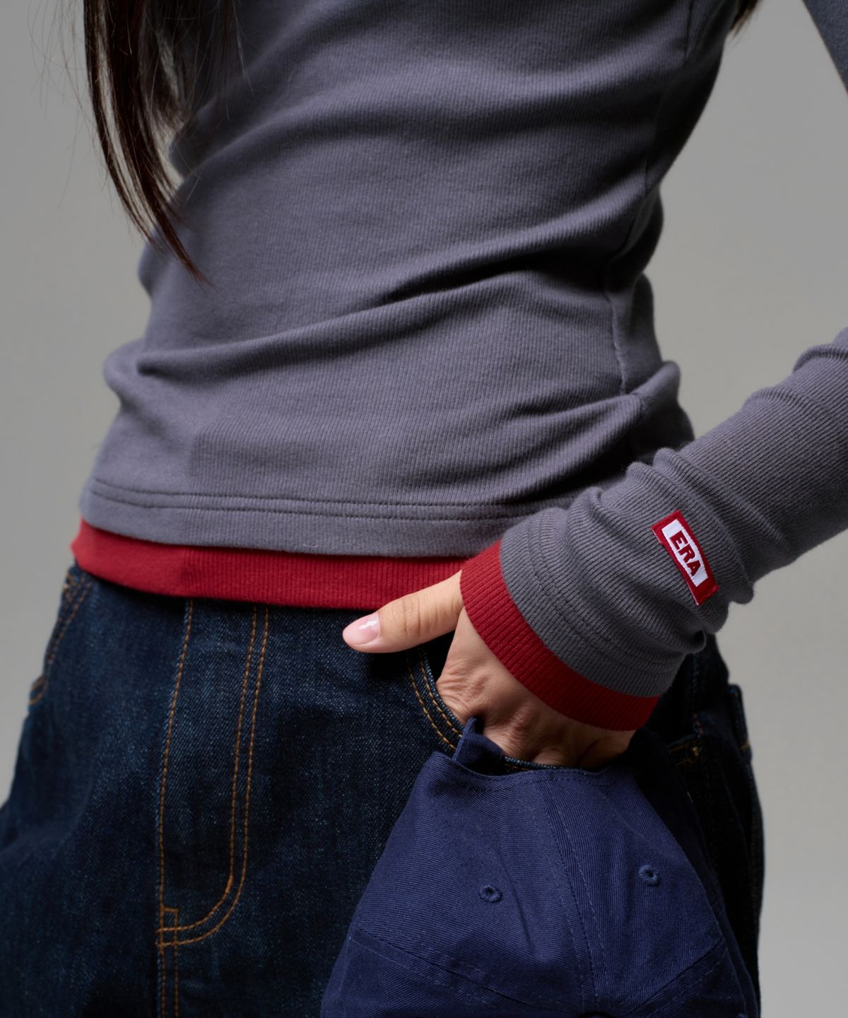 이알에이(ERA) WOMEN COLOR LAYERED SLIM RIB T - ASH BERRY