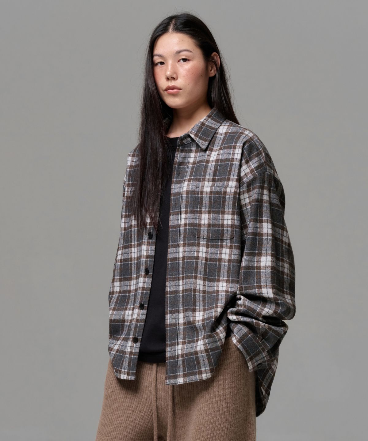 이알에이(ERA) UNISEX VINTAGE CHECK SHIRT -  GRAY
