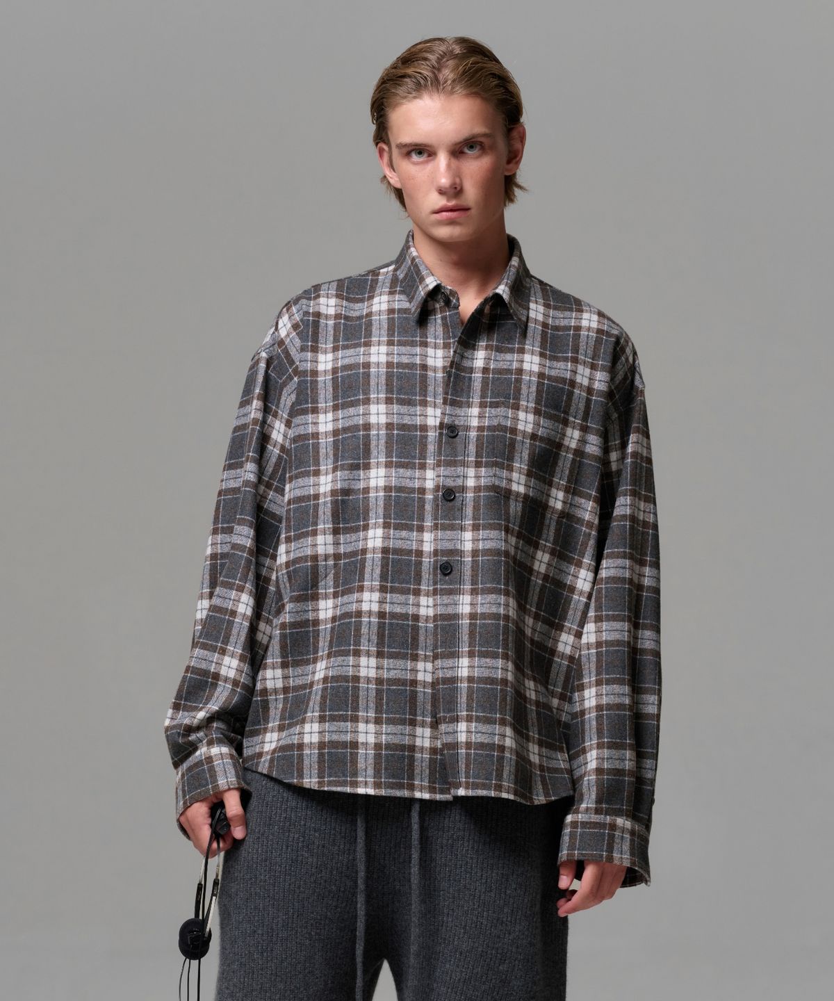 이알에이(ERA) UNISEX VINTAGE CHECK SHIRT -  GRAY