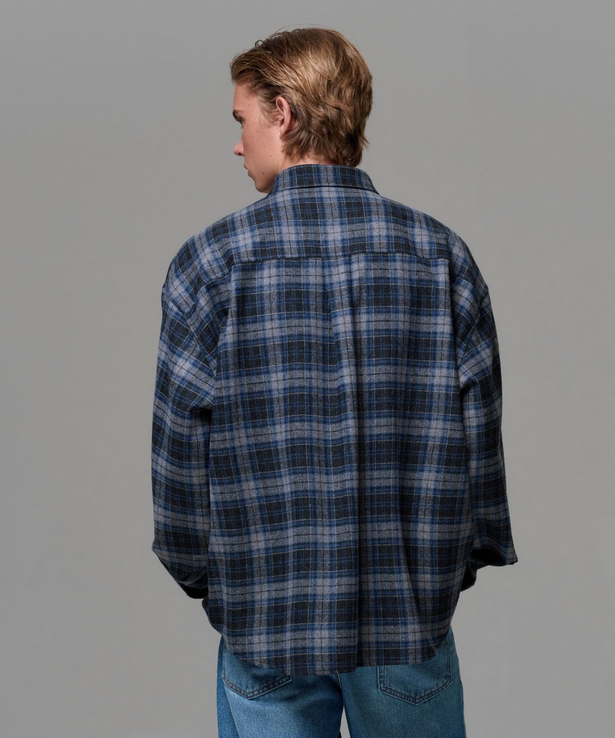 이알에이(ERA) UNISEX VINTAGE CHECK SHIRT - BLUE GRAY