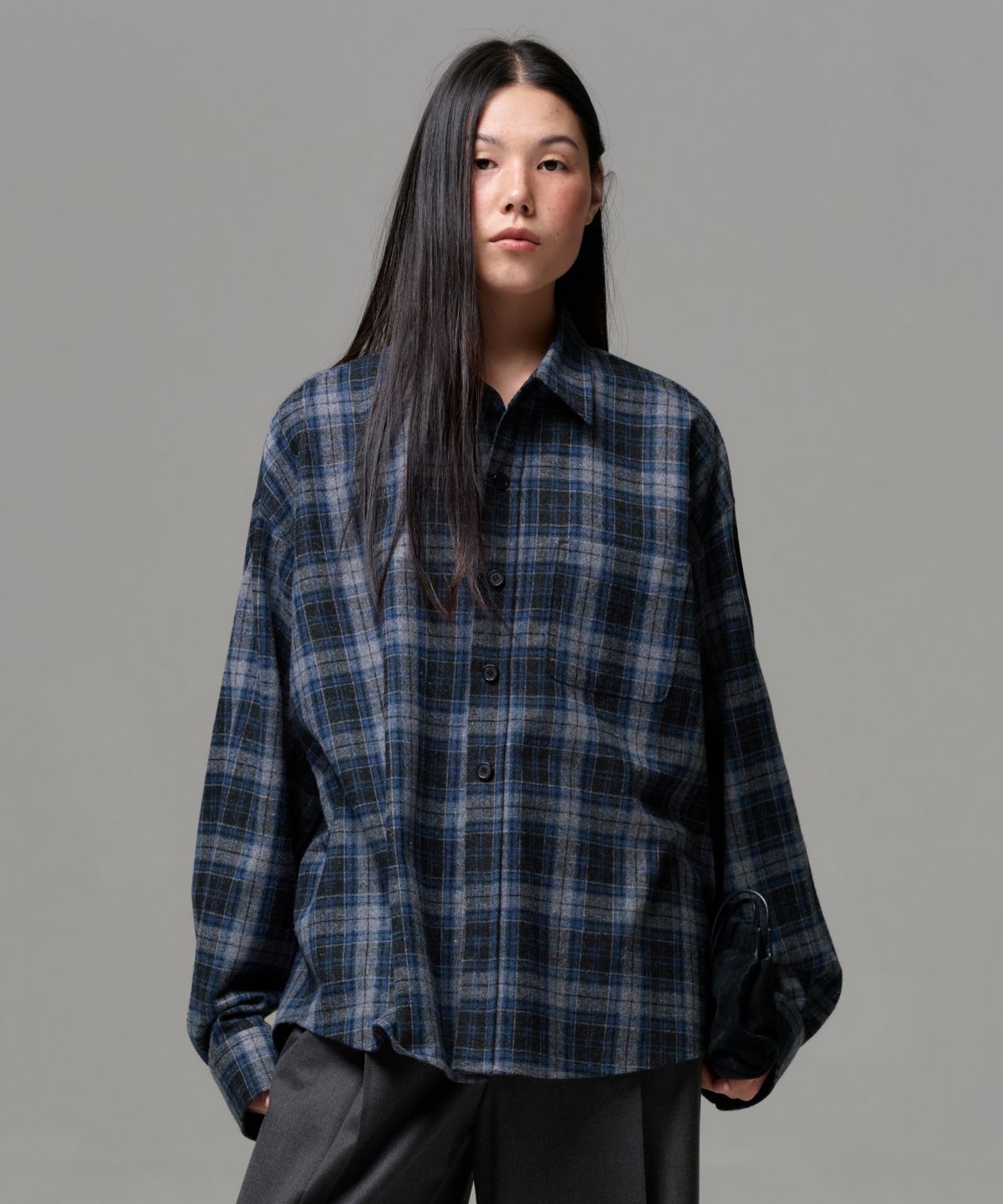 이알에이(ERA) UNISEX VINTAGE CHECK SHIRT - BLUE GRAY