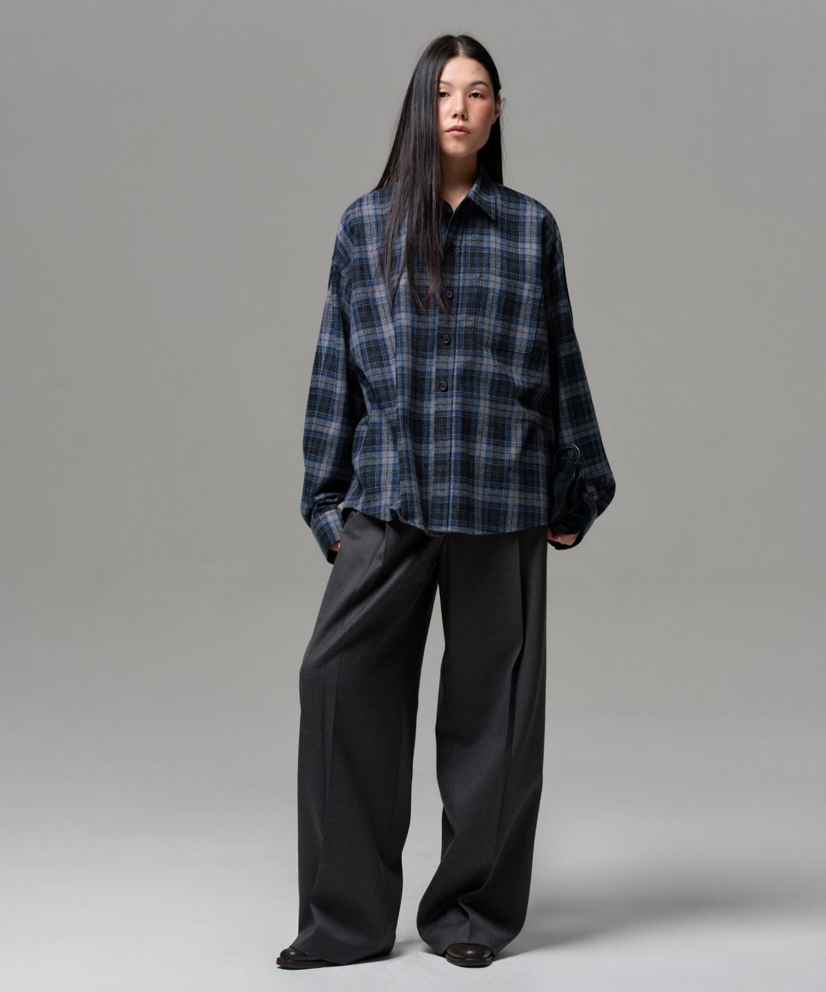 이알에이(ERA) UNISEX VINTAGE CHECK SHIRT - BLUE GRAY