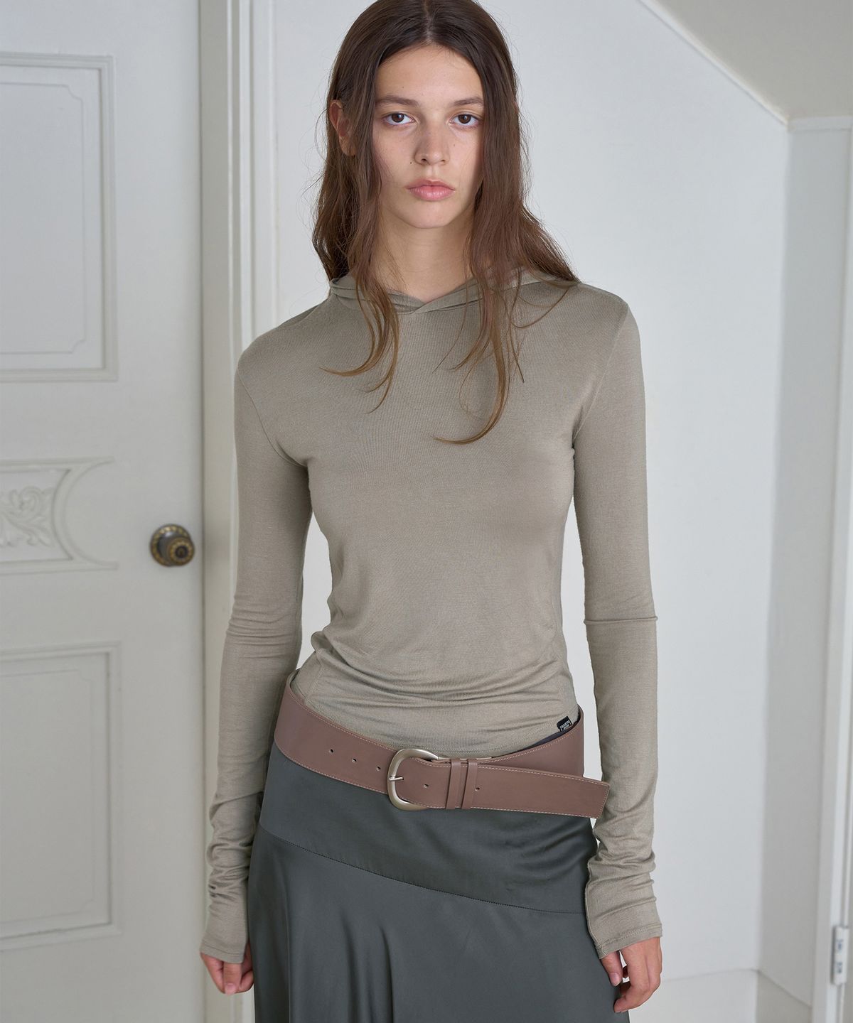 시메트릭 퍼센트(SYMMETRICPERCENT) Wide Buckle Belt / Beige
