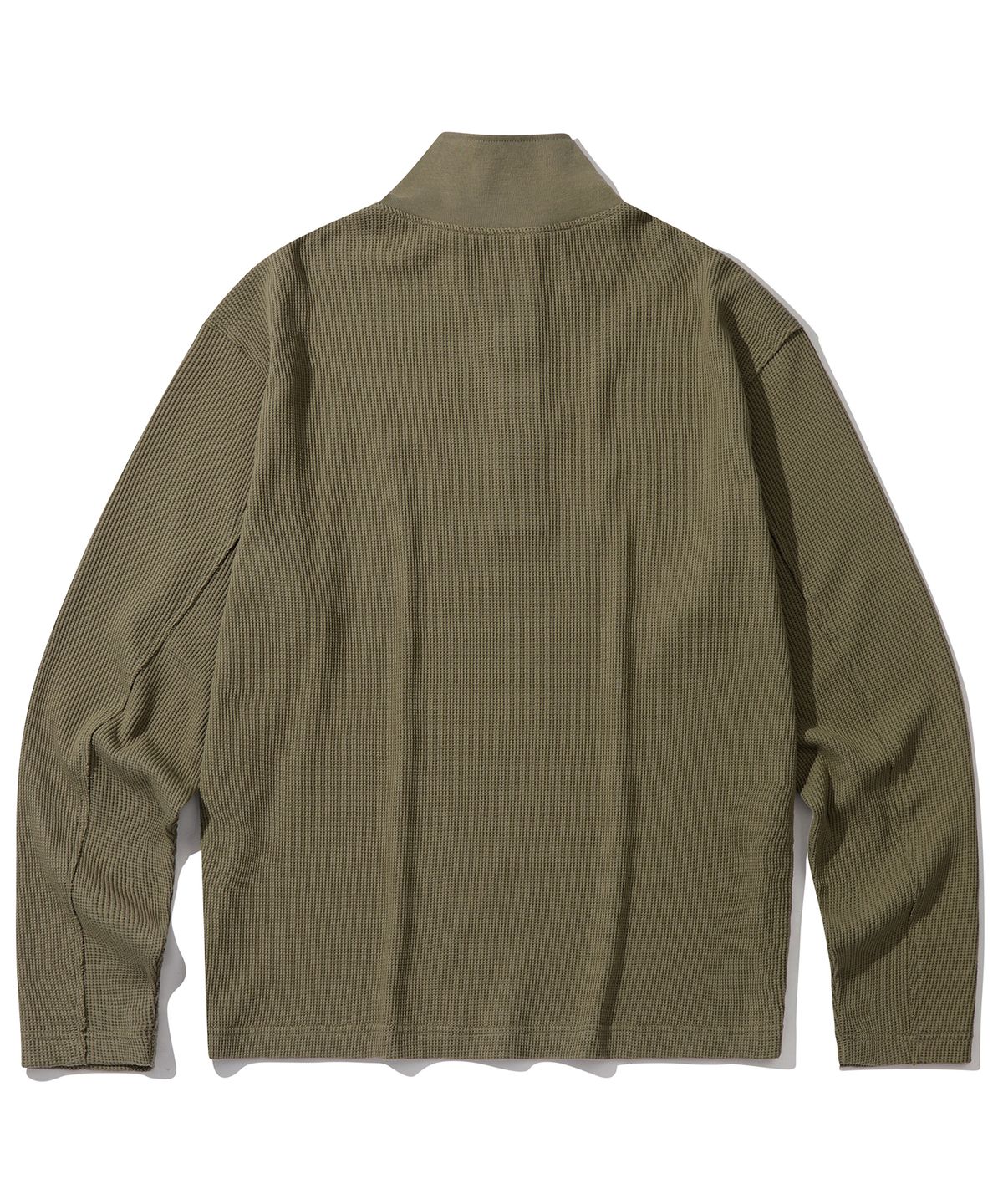 세컨모놀로그(SECONDMONO) 컷오프 와플 하이넥 롱슬리브 [KHAKI]_SETS052KHAKI