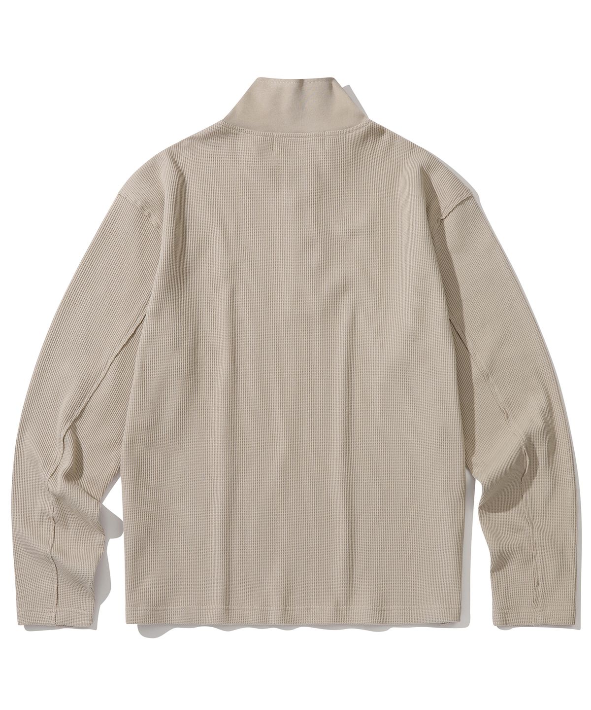 세컨모놀로그(SECONDMONO) 컷오프 와플 하이넥 롱슬리브 [BEIGE]_SETS052BEIGE