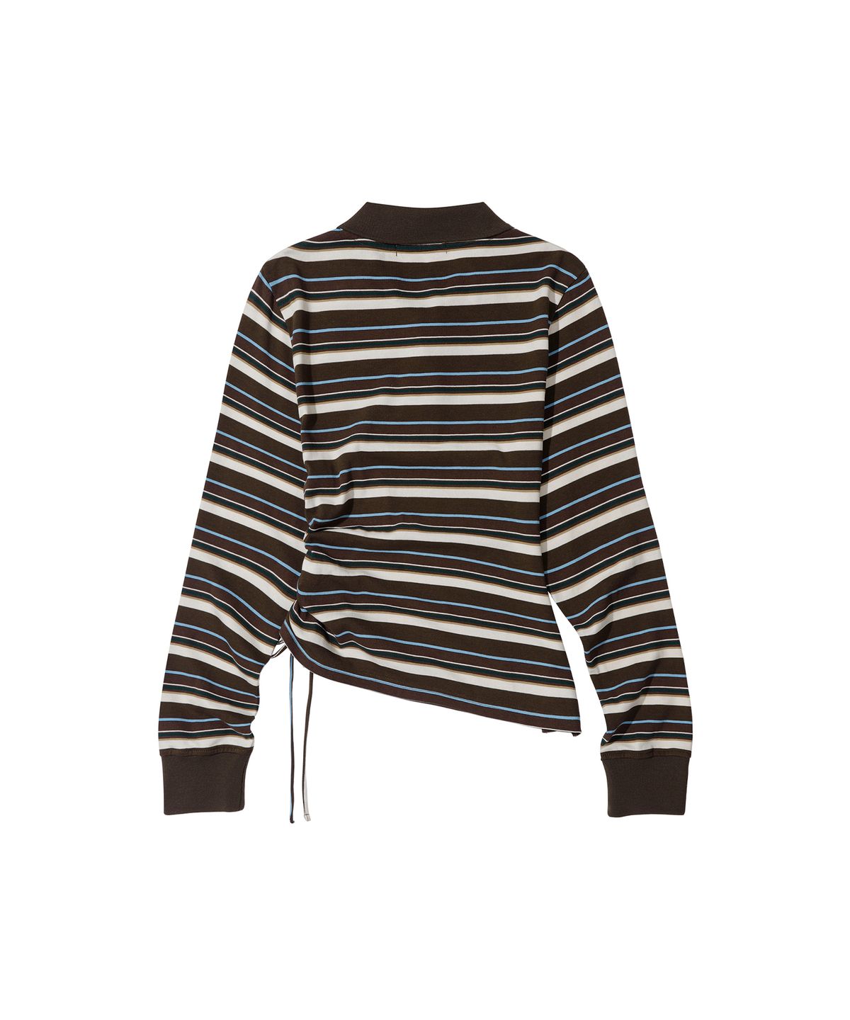 세컨모놀로그(SECONDMONO) W.Striped Slim Shirred Polo [BROWN]_SEWTS014BROWN