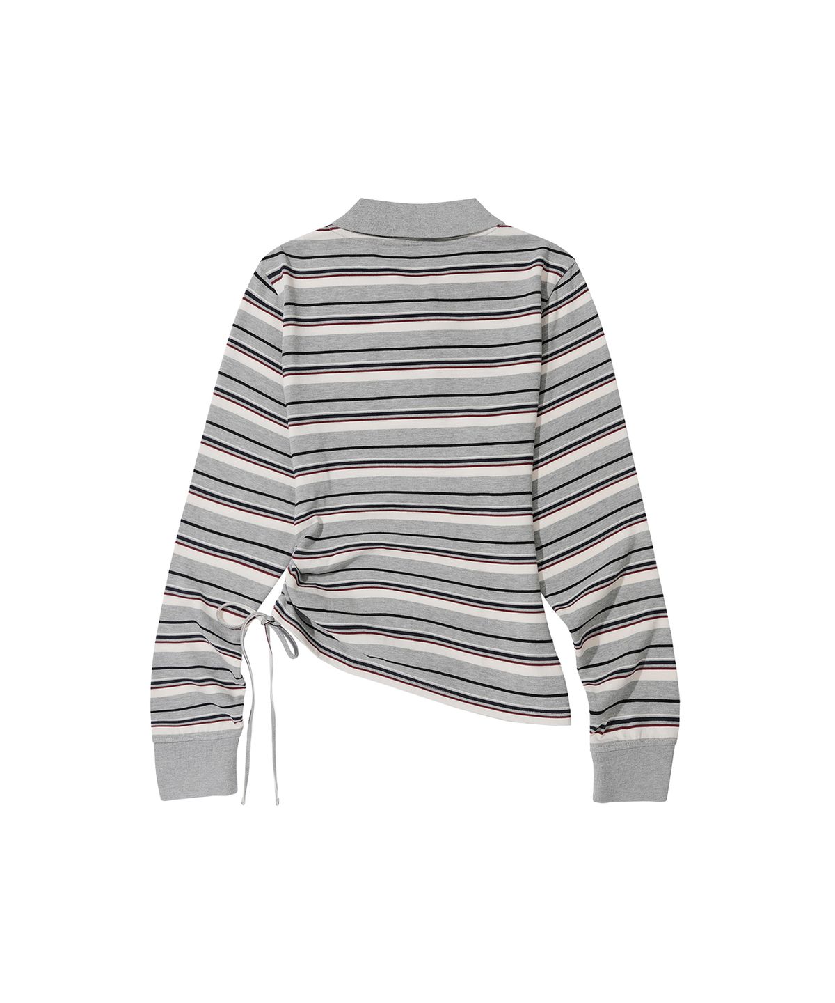 세컨모놀로그(SECONDMONO) W.Striped Slim Shirred Polo [GRAY]_SEWTS014GRAY