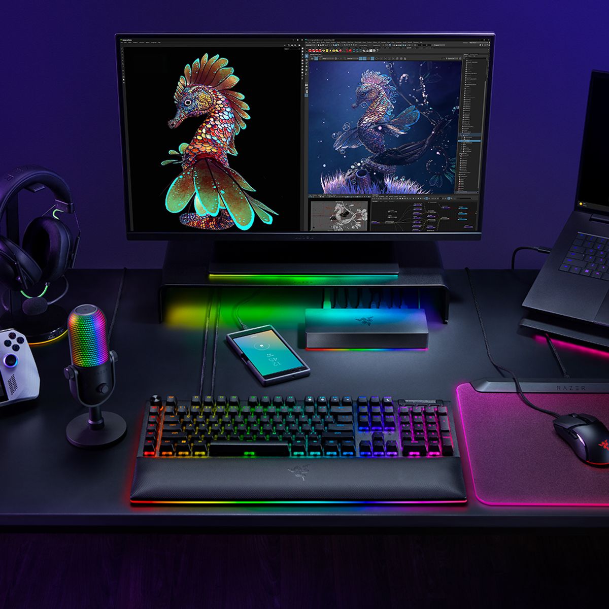 레이저(RAZER) 레이저코리아 썬더볼트5독 크로마 도킹스테이션 C타입 멀티허브 트리플모니터 M4 프로 맥북 호환