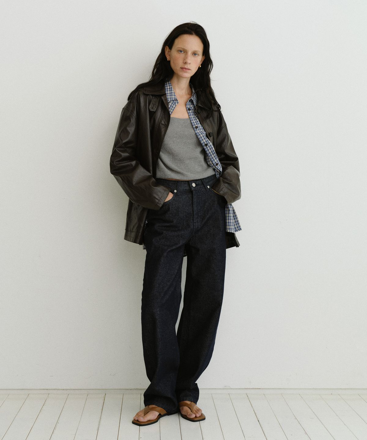 유라고(URAGO) Button half leather jacket