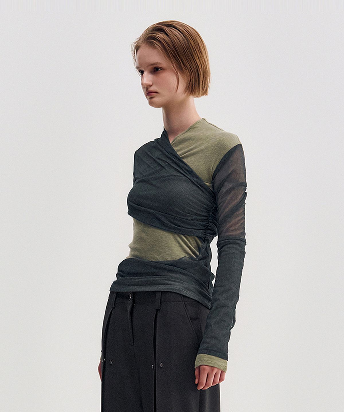 킴지수(KIMZISU) Layered Long Sleeve Top _ KHAKI