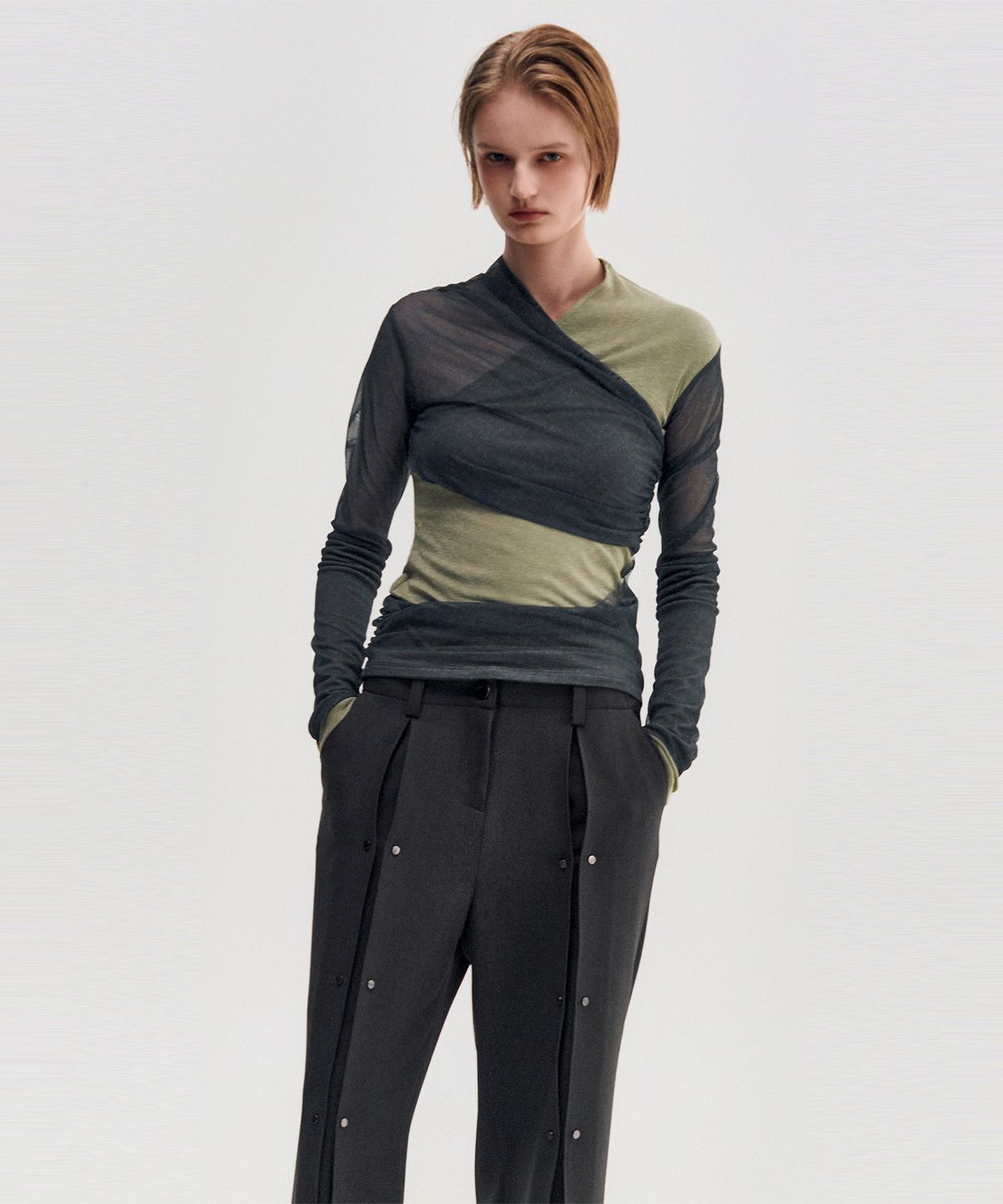 킴지수(KIMZISU) Layered Long Sleeve Top _ KHAKI