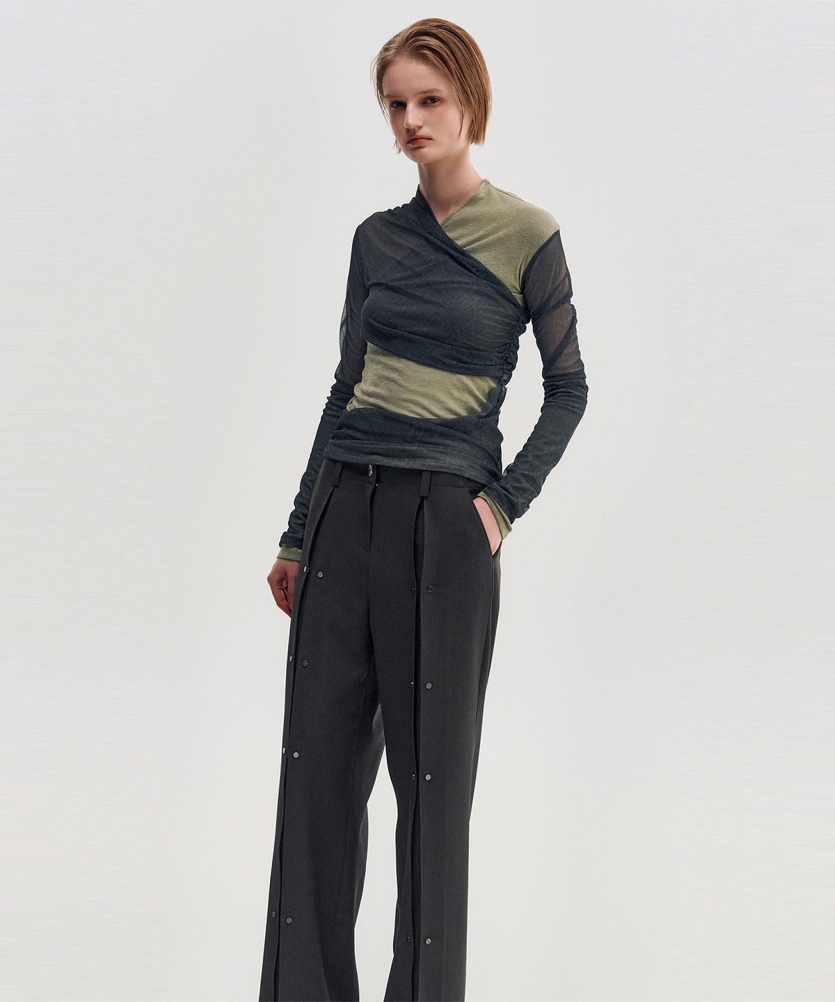킴지수(KIMZISU) Layered Long Sleeve Top _ KHAKI
