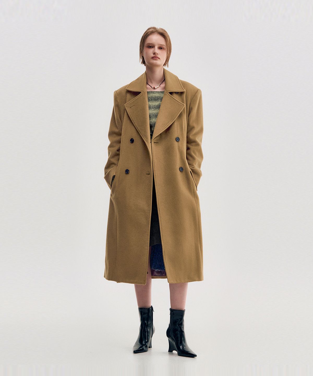 킴지수(KIMZISU) WIDE COLLAR OVERSIZED DOUBLE WOOL COAT - CAMEL