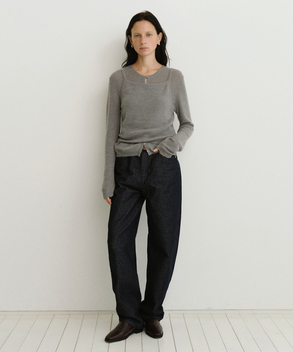 유라고(URAGO) Alpaca layered cardigan set
