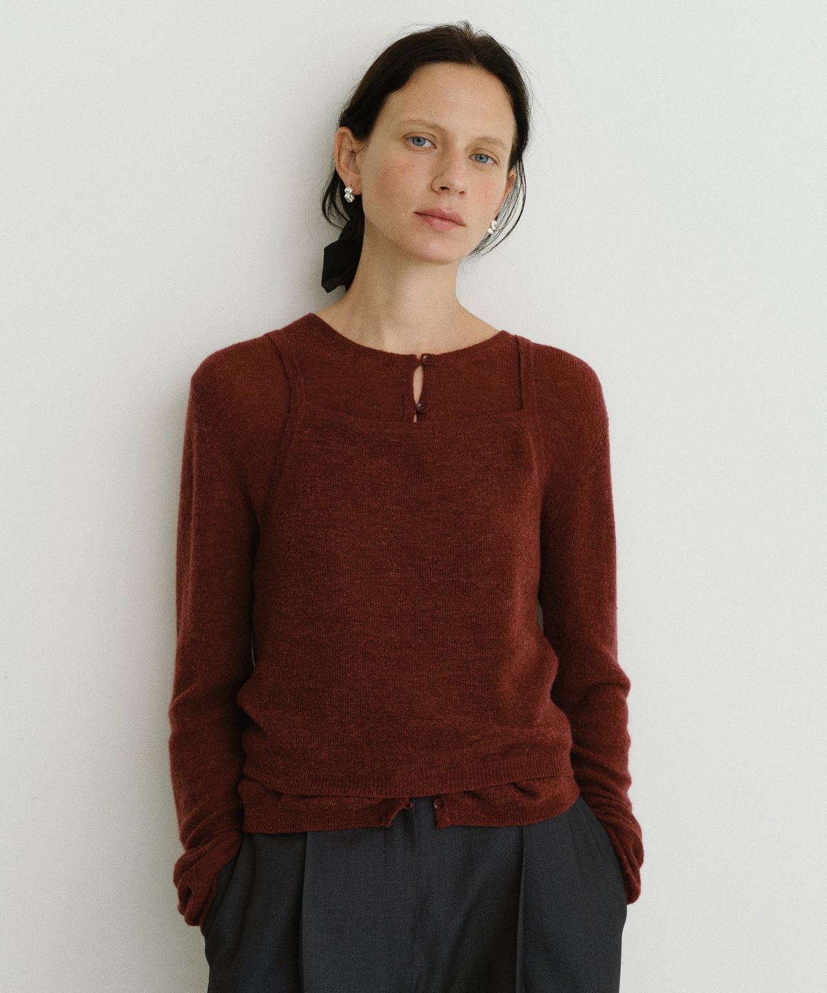 유라고(URAGO) Alpaca layered cardigan set