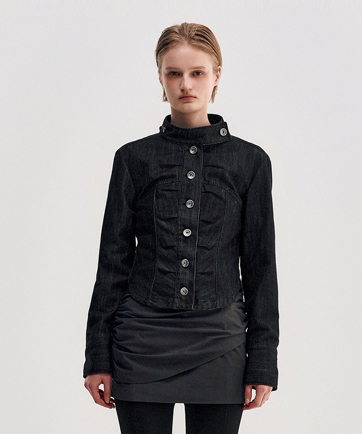 킴지수(KIMZISU) Button Up Tucked Jacket _ BLACK