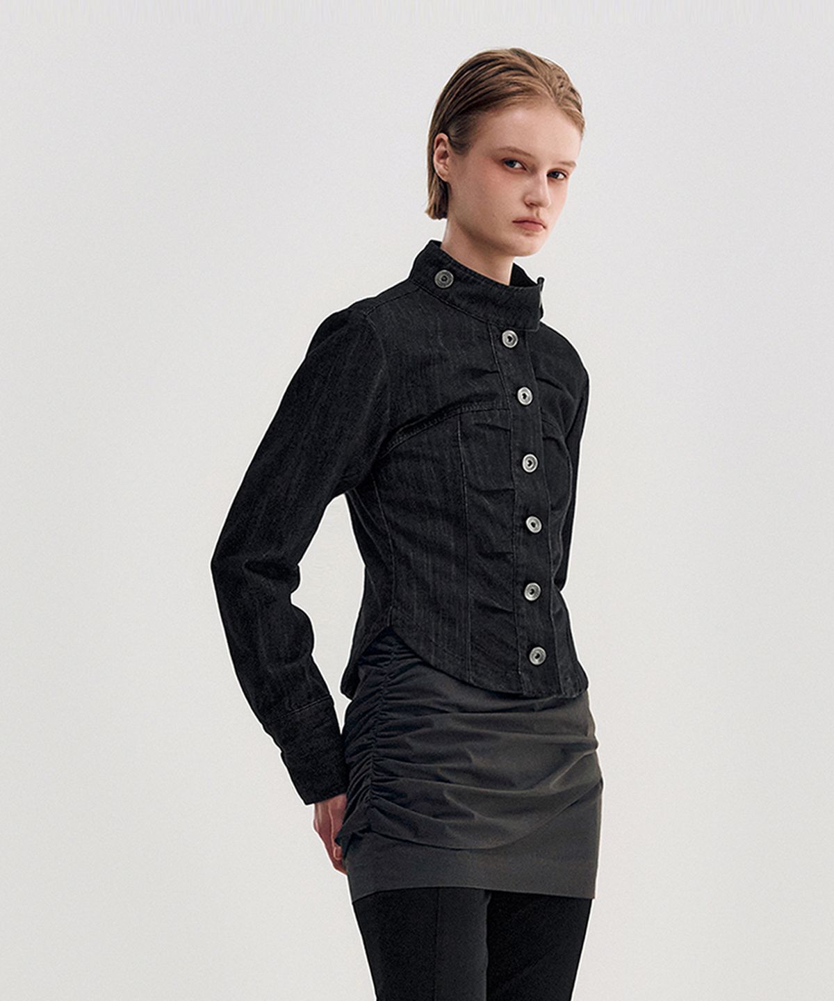킴지수(KIMZISU) Button Up Tucked Jacket _ BLACK