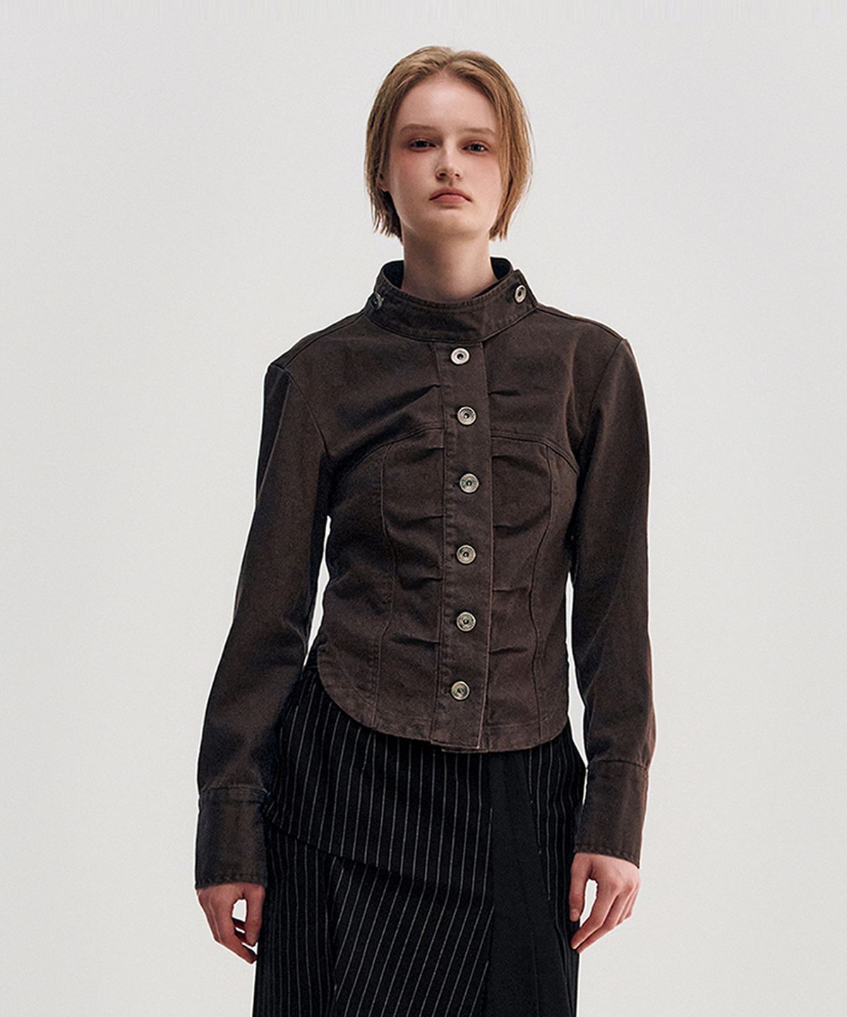 킴지수(KIMZISU) Button Up Tucked Jacket _ BROWN