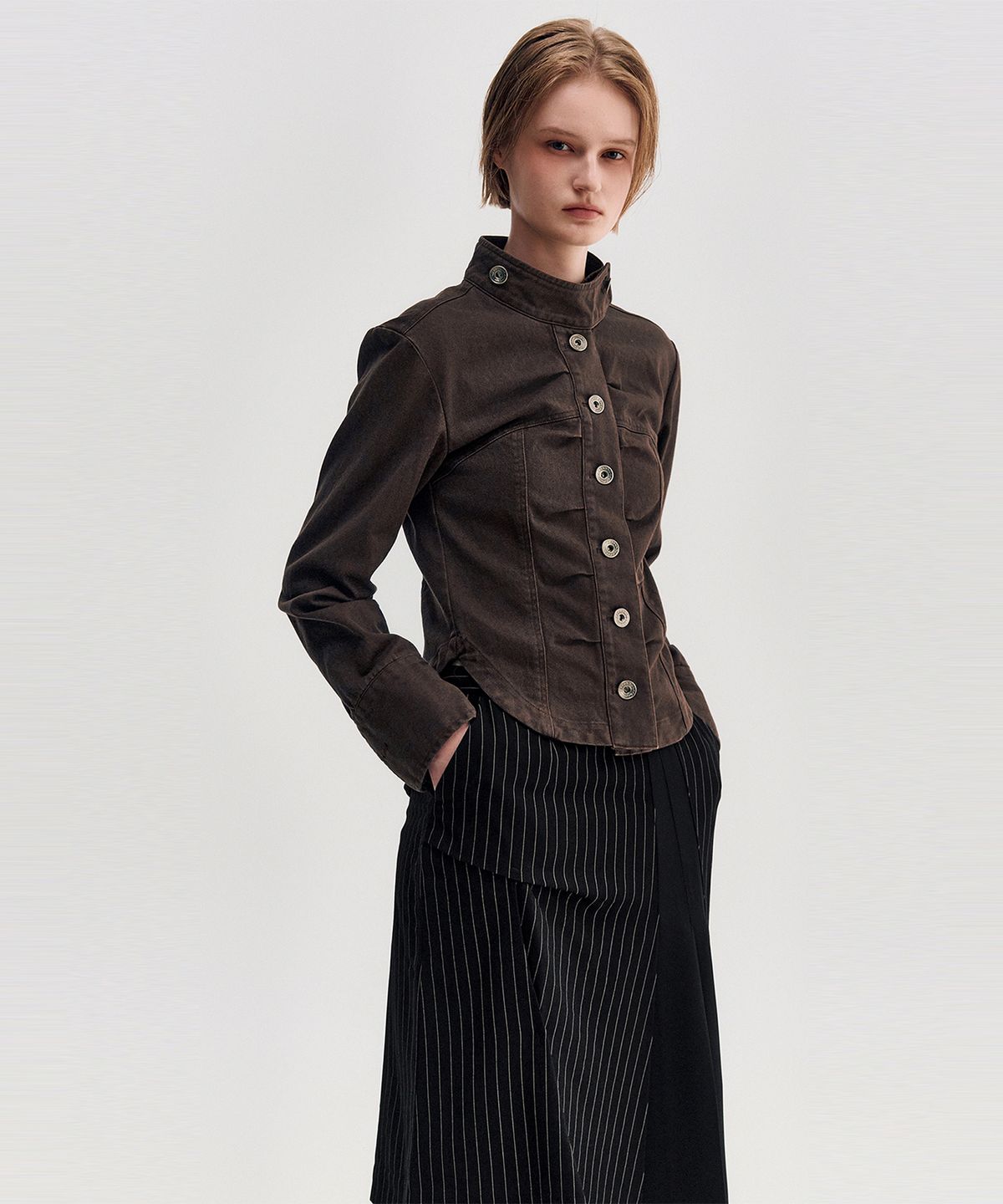 킴지수(KIMZISU) Button Up Tucked Jacket _ BROWN