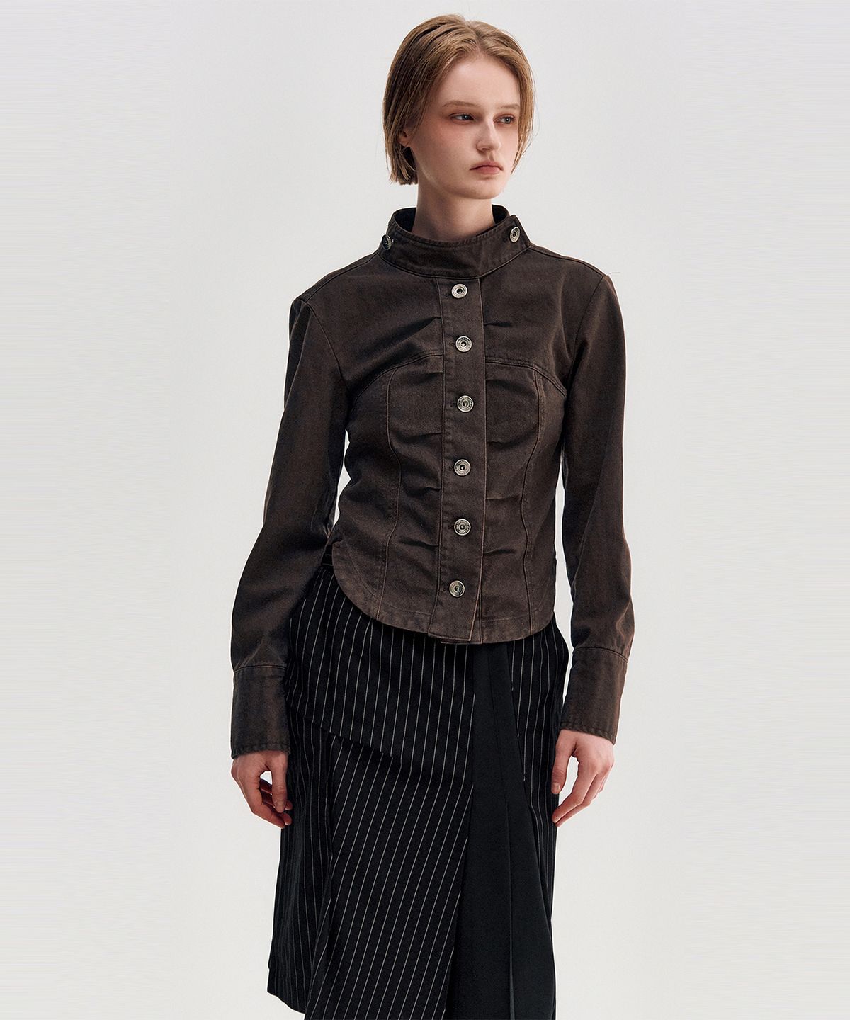 킴지수(KIMZISU) Button Up Tucked Jacket _ BROWN