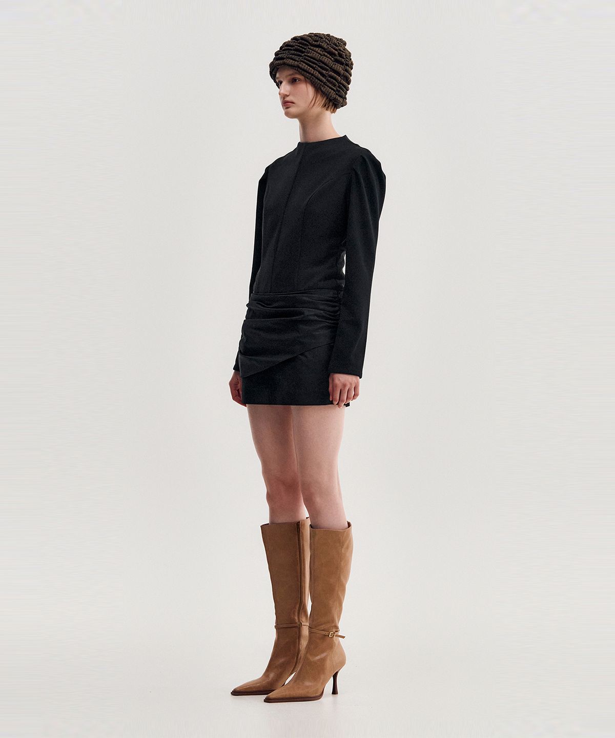 킴지수(KIMZISU) Drape Layered Mini Dress _ BLACK