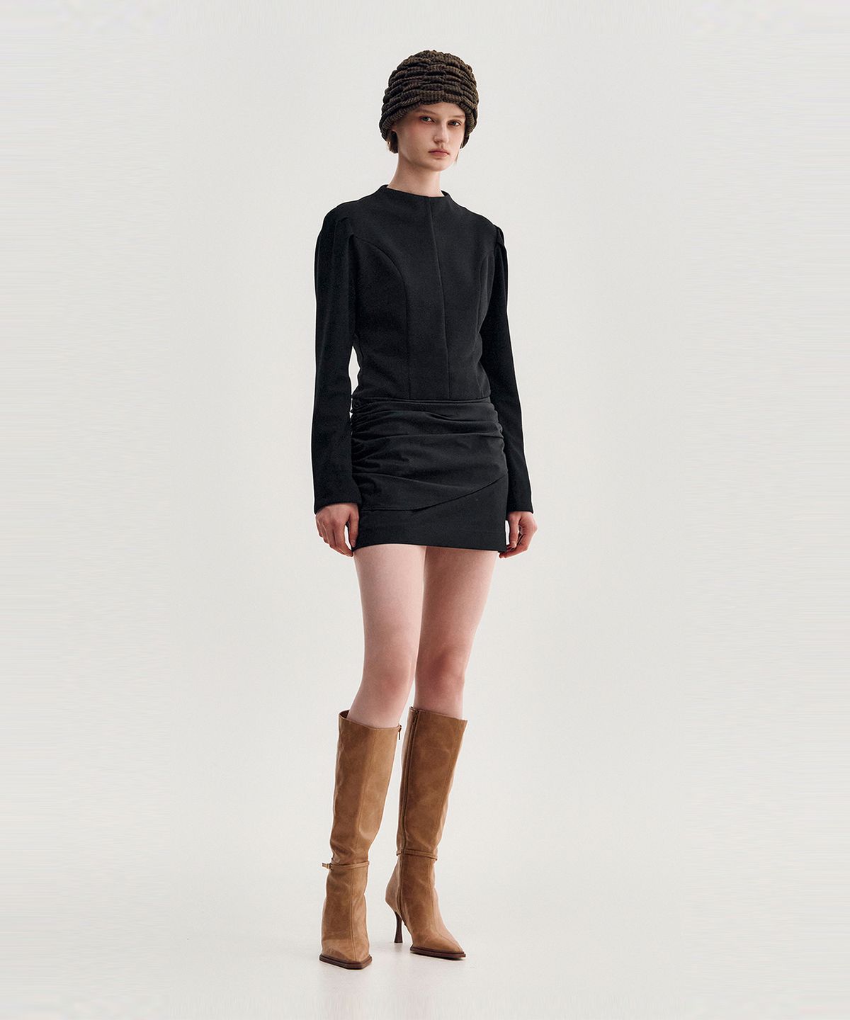 킴지수(KIMZISU) Drape Layered Mini Dress _ BLACK