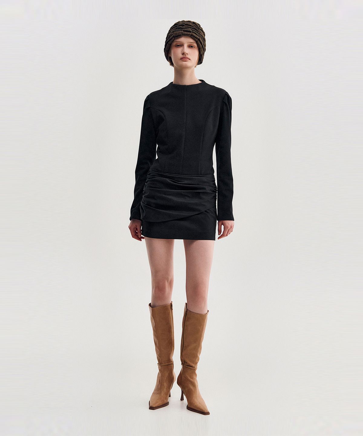 킴지수(KIMZISU) Drape Layered Mini Dress _ BLACK
